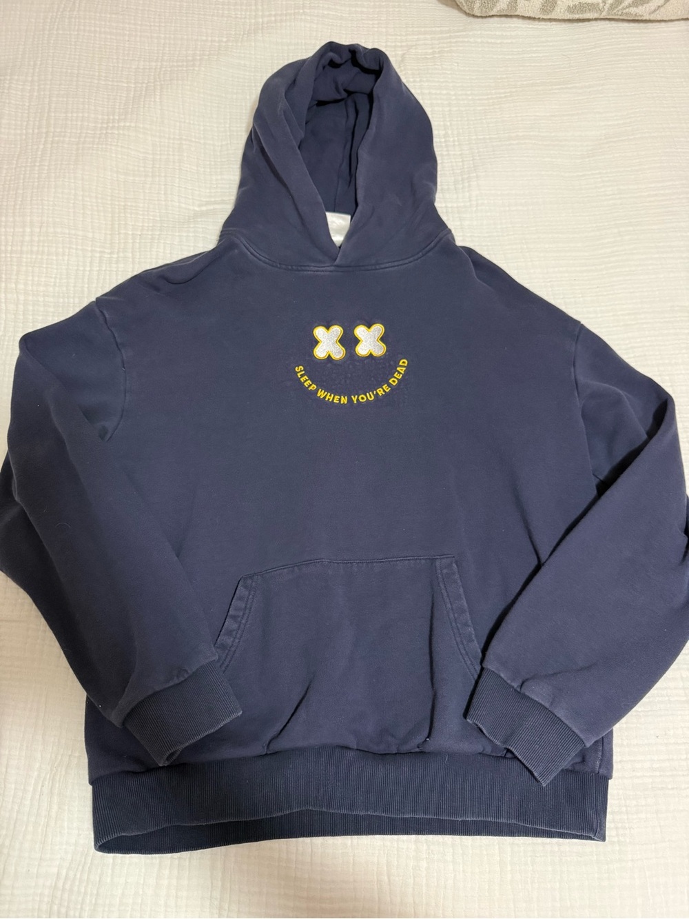 Barstool Sports Washed Navy Hoodie “Sleep When You’re Dead”